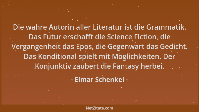 Elmar Schenkel - Die wahre Autorin aller Literatur ist die Grammatik. Das Futur erschafft die Science Fiction, die Vergange...