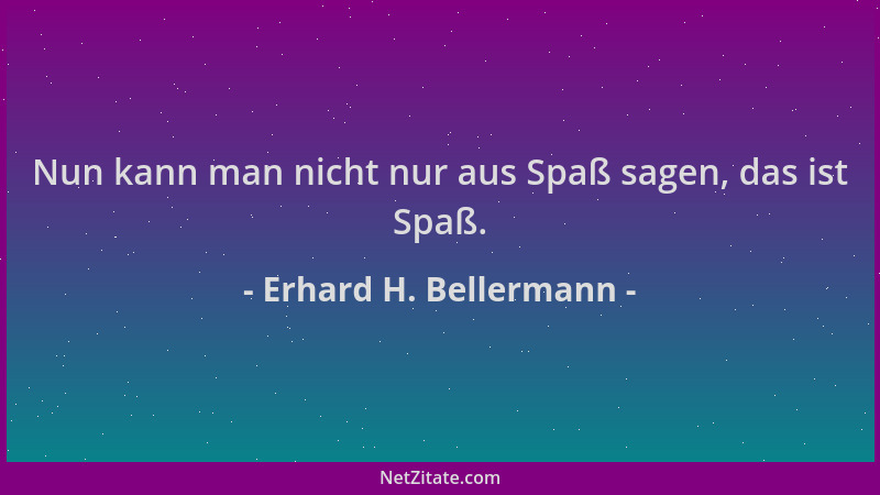 Erhard H. Bellermann - Nun kann man nicht nur aus Spaß sagen, das ist Spaß....