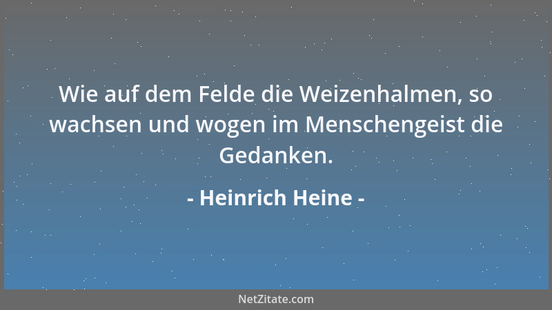 Heinrich Heine - Wie auf dem Felde die Weizenhalmen, so wachsen und wogen im Menschengeist die Gedanken....