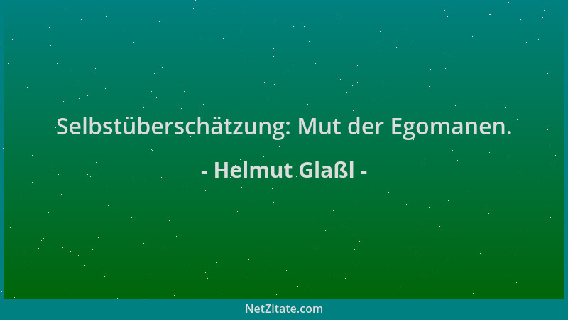 Helmut Glaßl - Selbstüberschätzung: Mut der Egomanen....
