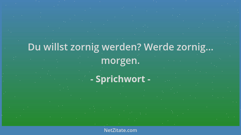 Sprichwort - Du willst zornig werden? Werde zornig... morgen....