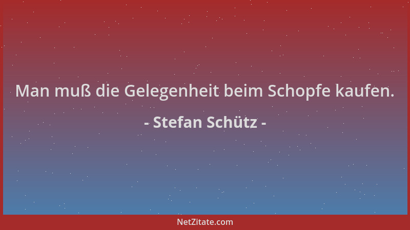 Stefan Schütz - Man muß die Gelegenheit beim Schopfe kaufen....