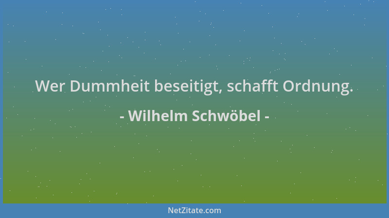 Wilhelm Schwöbel - Wer Dummheit beseitigt, schafft Ordnung....