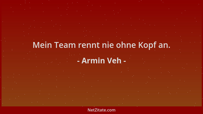 Armin Veh - Mein Team rennt nie ohne Kopf an....