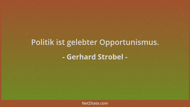 Gerhard Strobel - Politik ist gelebter Opportunismus....