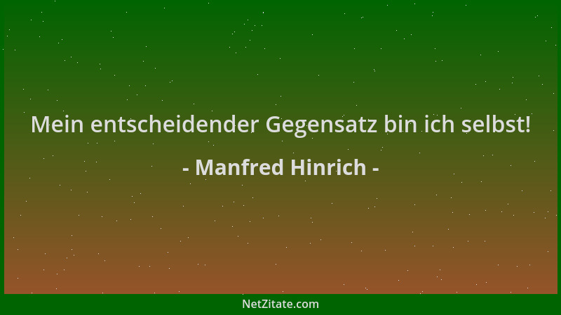 Manfred Hinrich - Mein entscheidender Gegensatz bin ich selbst!...