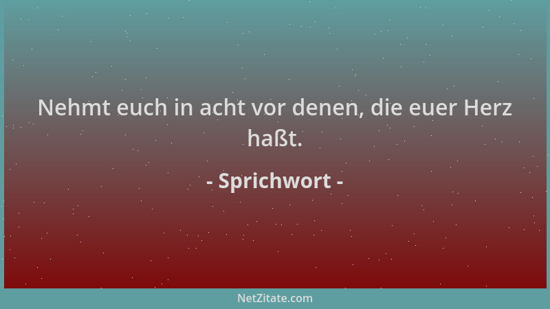 Sprichwort - Nehmt euch in acht vor denen, die euer Herz haßt....