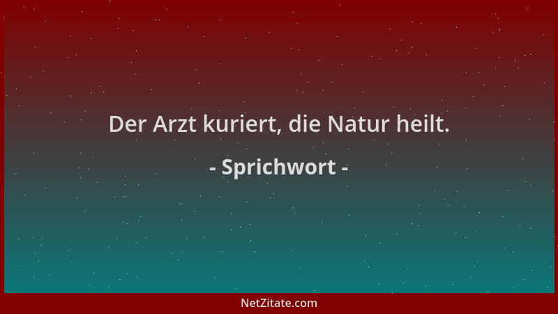 Sprichwort - Der Arzt kuriert, die Natur heilt....