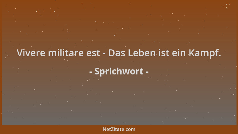 Sprichwort - Vivere militare est - Das Leben ist ein Kampf....