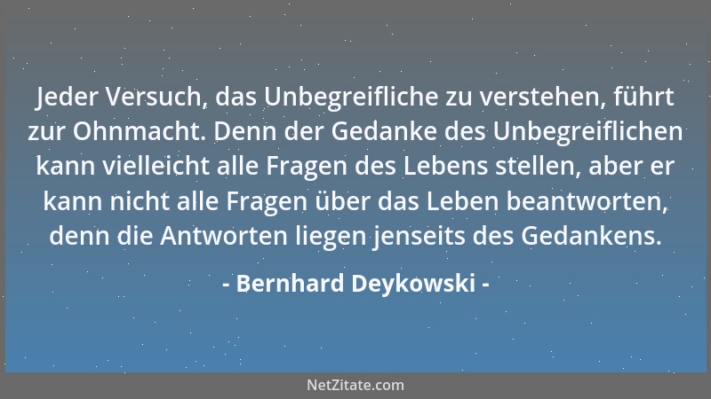 Bernhard Deykowski - Alles verändert sich, alles bewegt sich voran....
