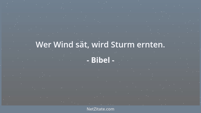 Bibel - Wer Wind sät, wird Sturm ernten....