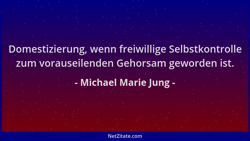 Michael Marie Jung - Domestizierung, wenn freiwillige Selbstkontrolle zum vorauseilenden Gehorsam geworden ist....