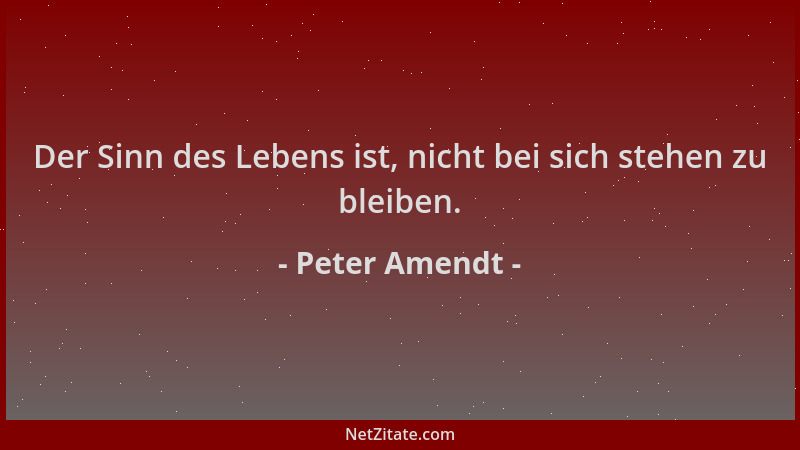 Peter Amendt - Der Sinn des Lebens ist, nicht bei sich stehen zu bleiben....