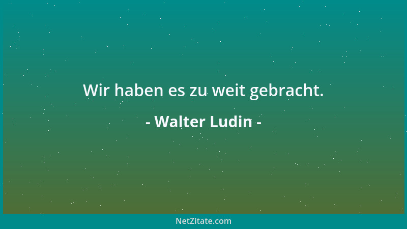 Walter Ludin - Wir haben es zu weit gebracht....