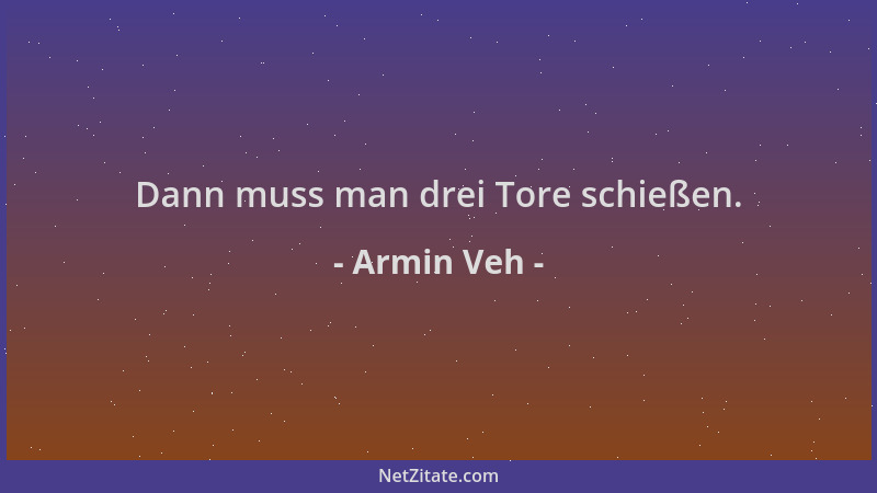 Armin Veh - Dann muss man drei Tore schießen....
