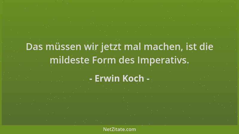 Erwin Koch - Das müssen wir jetzt mal machen, ist die mildeste Form des Imperativs....
