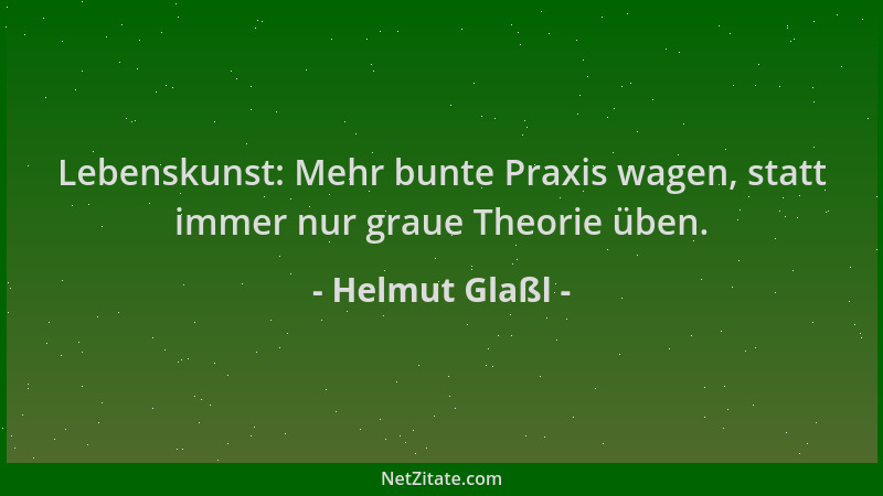 Helmut Glaßl - Lebenskunst: Mehr bunte Praxis wagen, statt immer nur graue Theorie üben....