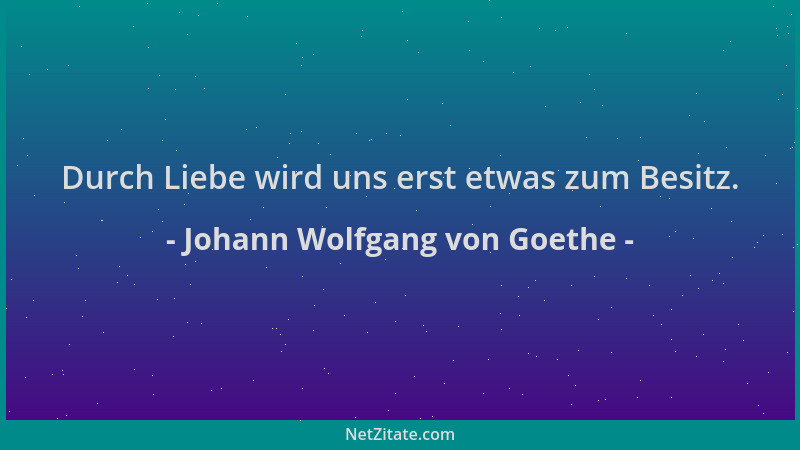 Johann Wolfgang von Goethe - Durch Liebe wird uns erst etwas zum Besitz....
