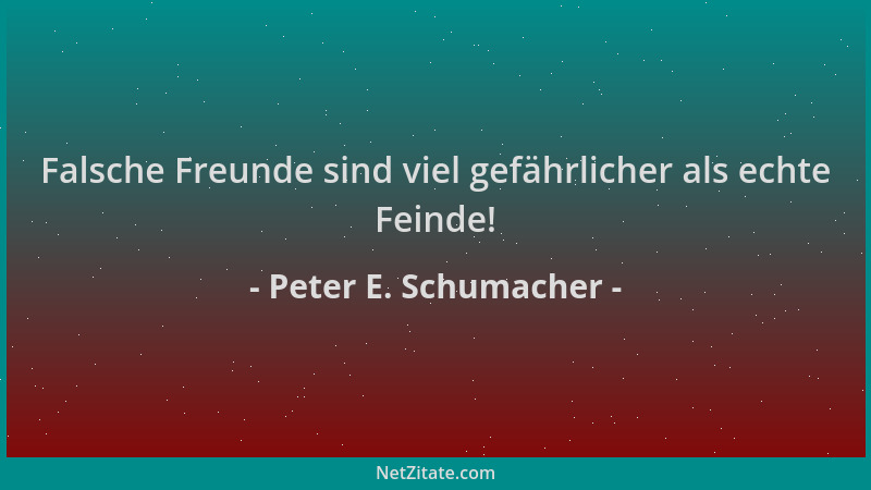 Peter E. Schumacher - Falsche Freunde sind viel gefährlicher als echte Feinde!...