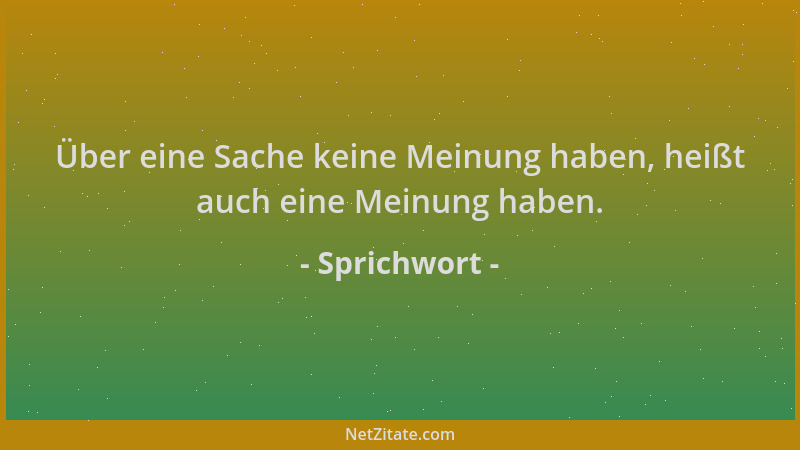 Sprichwort - Über eine Sache keine Meinung haben, heißt auch eine Meinung haben....