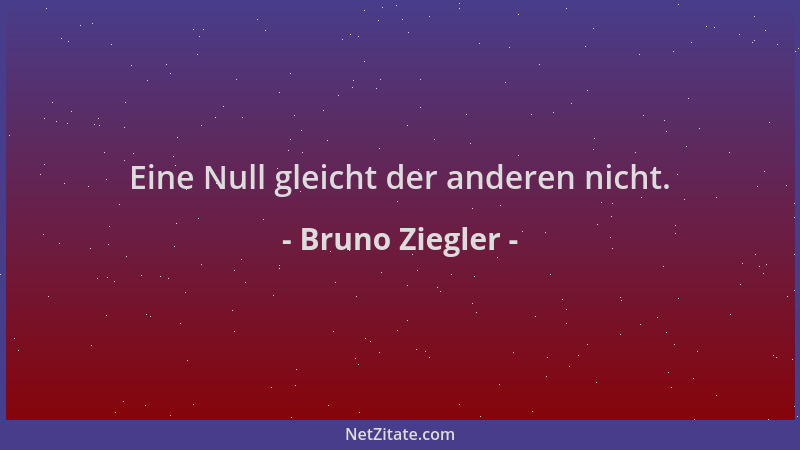 Bruno Ziegler - Eine Null gleicht der anderen nicht....