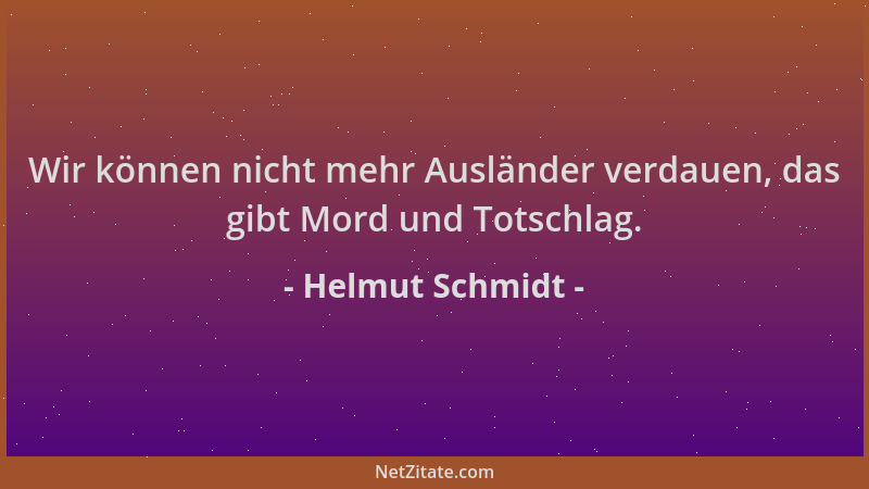 Helmut Schmidt - Wir können nicht mehr Ausländer verdauen, das gibt Mord und Totschlag....