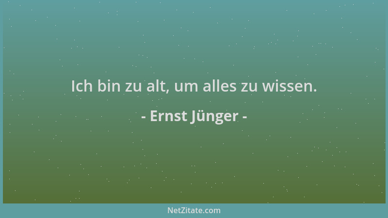 Ernst Jünger - Ich bin zu alt, um alles zu wissen....