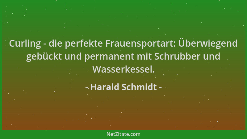 Harald Schmidt - Curling - die perfekte Frauensportart: Überwiegend gebückt und permanent mit Schrubber und Wasserkessel....