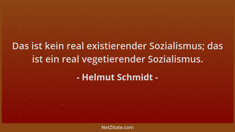 Helmut Schmidt - Das ist kein real existierender Sozialismus; das ist ein real vegetierender Sozialismus....