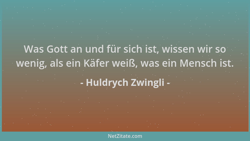 Huldrych Zwingli - Was Gott an und für sich ist, wissen wir so wenig, als ein Käfer weiß, was ein Mensch ist....