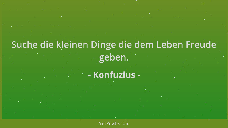 Konfuzius - Suche die kleinen Dinge die dem Leben Freude geben....