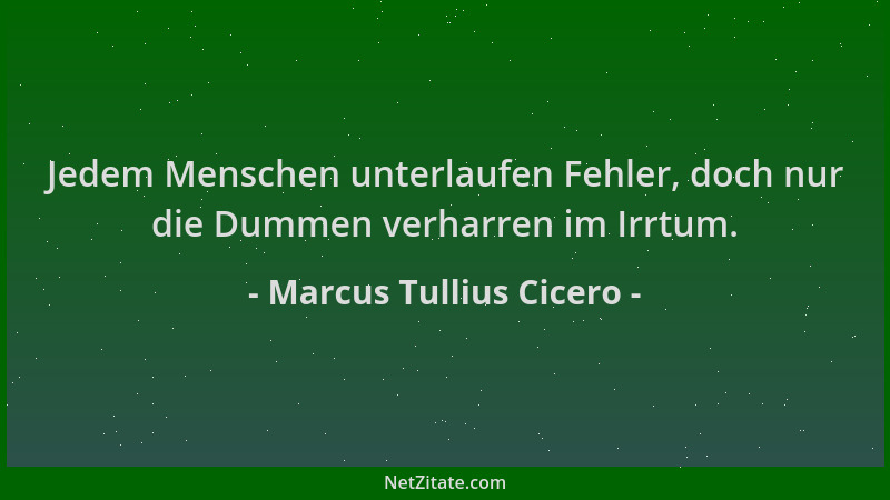 Marcus Tullius Cicero - Jedem Menschen unterlaufen Fehler, doch nur die Dummen verharren im Irrtum....