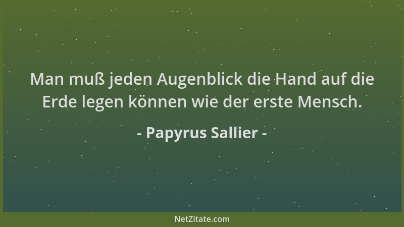 Papyrus Sallier - Man muß jeden Augenblick die Hand auf die Erde legen können wie der erste Mensch....