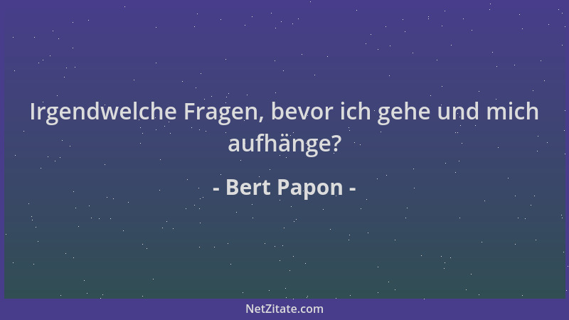 Bert Papon - Irgendwelche Fragen, bevor ich gehe und mich aufhänge?...
