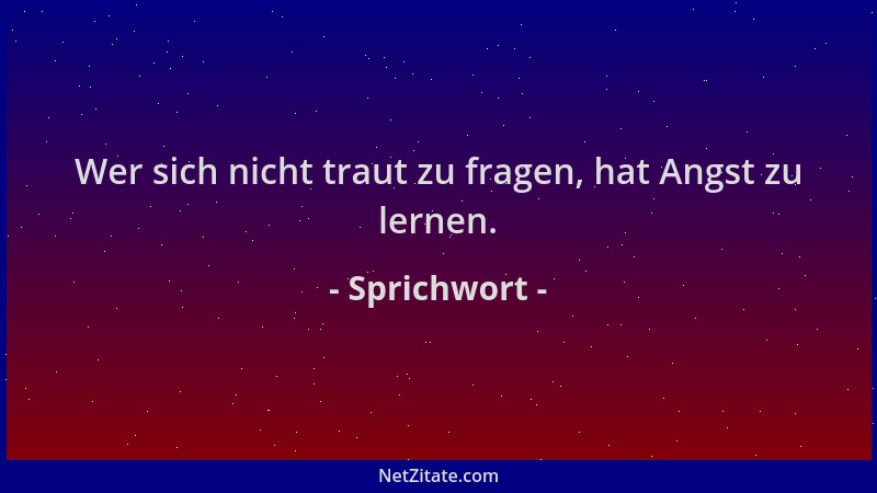 Sprichwort - Wer sich nicht traut zu fragen, hat Angst zu lernen....