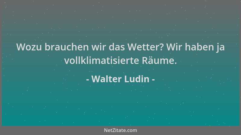 Walter Ludin - Wozu brauchen wir das Wetter? Wir haben ja vollklimatisierte Räume....