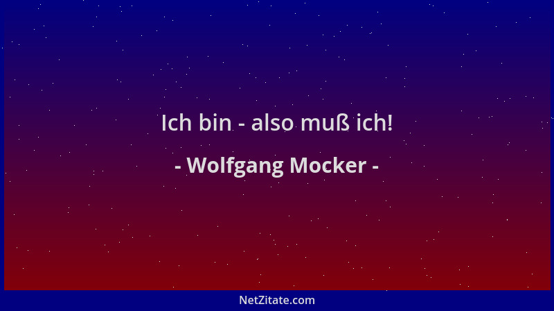 Wolfgang Mocker - Ich bin - also muß ich!...