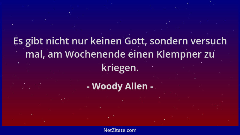 Woody Allen - Es gibt nicht nur keinen Gott, sondern versuch mal, am Wochenende einen Klempner zu kriegen....