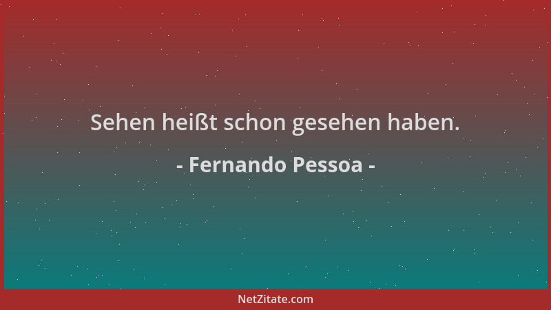 Fernando Pessoa - Sehen heißt schon gesehen haben....