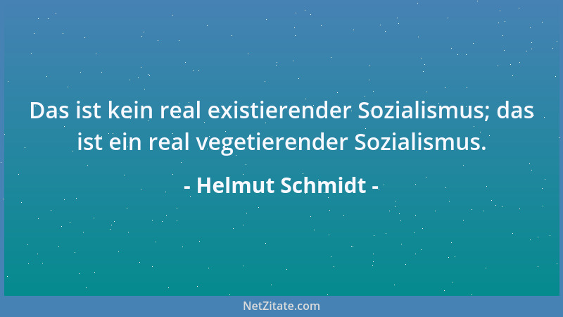 Helmut Schmidt - Das ist kein real existierender Sozialismus; das ist ein real vegetierender Sozialismus....
