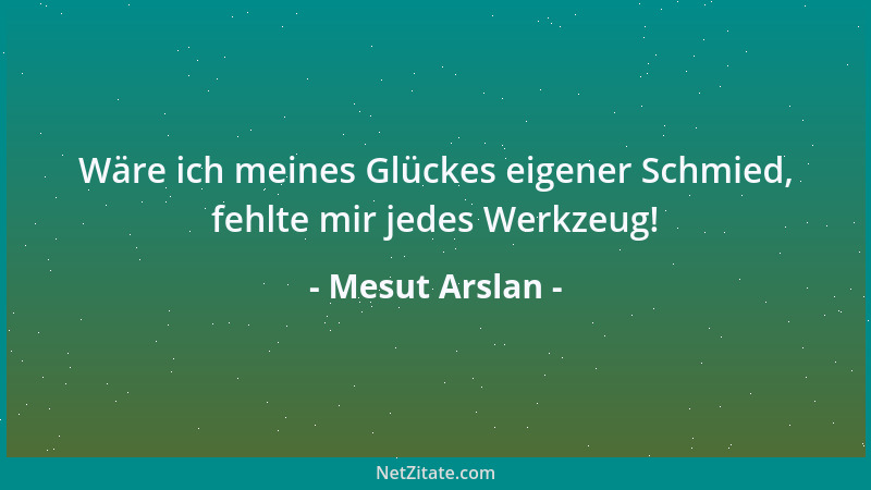 Mesut Arslan - Wäre ich meines Glückes eigener Schmied, fehlte mir jedes Werkzeug!...