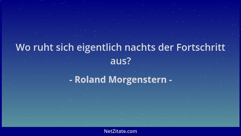 Roland Morgenstern - Wo ruht sich eigentlich nachts der Fortschritt aus?...