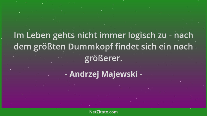 Andrzej Majewski - Im Leben gehts nicht immer logisch zu - nach dem größten Dummkopf findet sich ein noch größerer....
