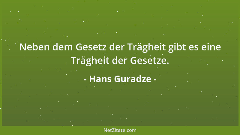 Hans Guradze - Neben dem Gesetz der Trägheit gibt es eine Trägheit der Gesetze....