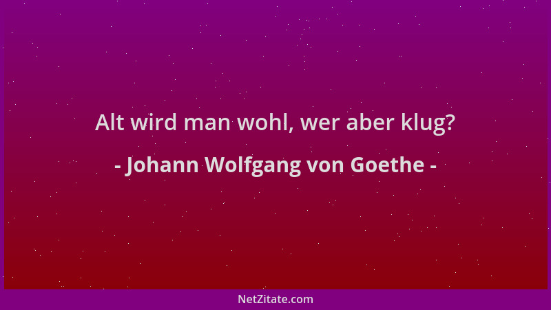 Johann Wolfgang von Goethe - Alt wird man wohl, wer aber klug?...