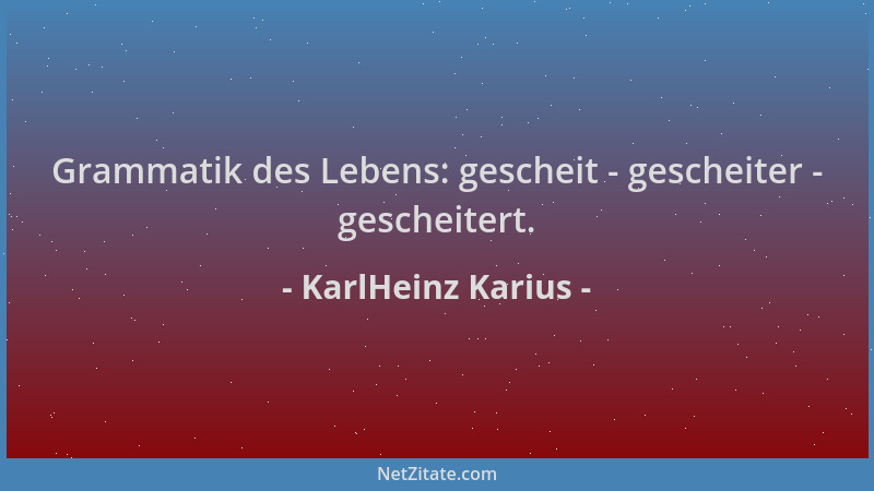 KarlHeinz Karius - Grammatik des Lebens: gescheit - gescheiter - gescheitert....