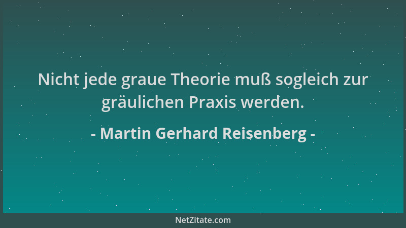 Martin Gerhard Reisenberg - Nicht jede graue Theorie muß sogleich zur gräulichen Praxis werden....