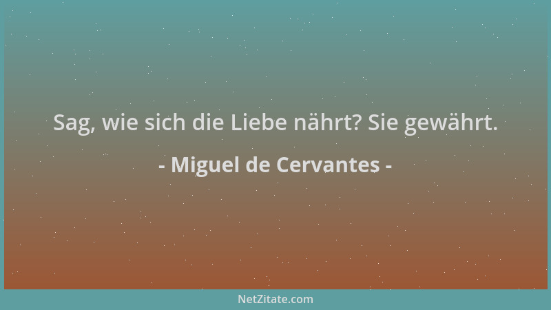 Miguel de Cervantes - Sag, wie sich die Liebe nährt? Sie gewährt....
