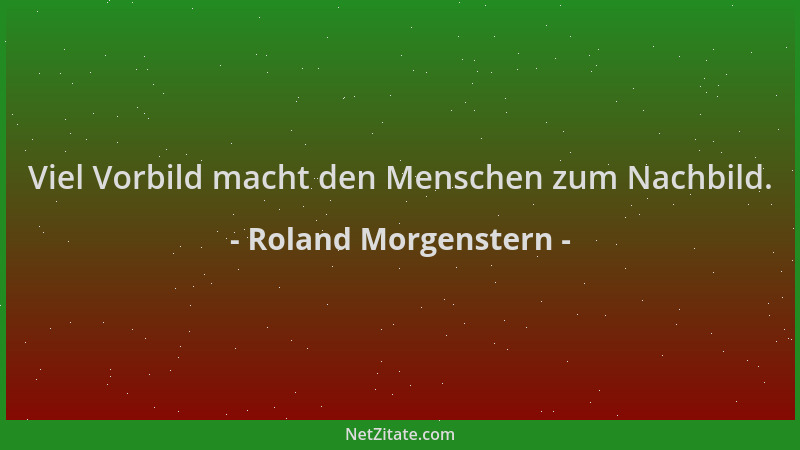 Roland Morgenstern - Viel Vorbild macht den Menschen zum Nachbild....