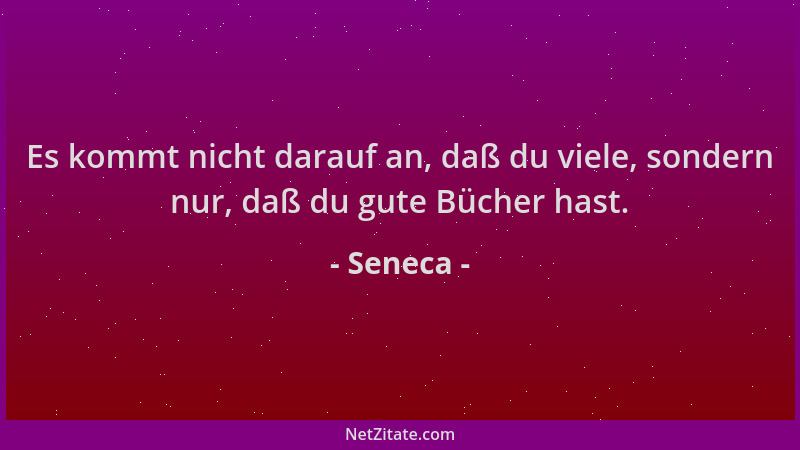 Seneca - Es kommt nicht darauf an, daß du viele, sondern nur, daß du gute Bücher hast....